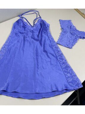 Victoria's Secret Chemise Baby Doll Set Purple/ Blue (Top-Small/ Panty-Med) EUC